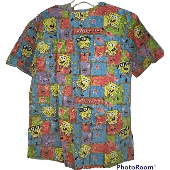 Lot of 2 Nickelodeon Spongebob Squarepants Scrub Tops Shirt Medium Pockets USA - Picture 2 of 10